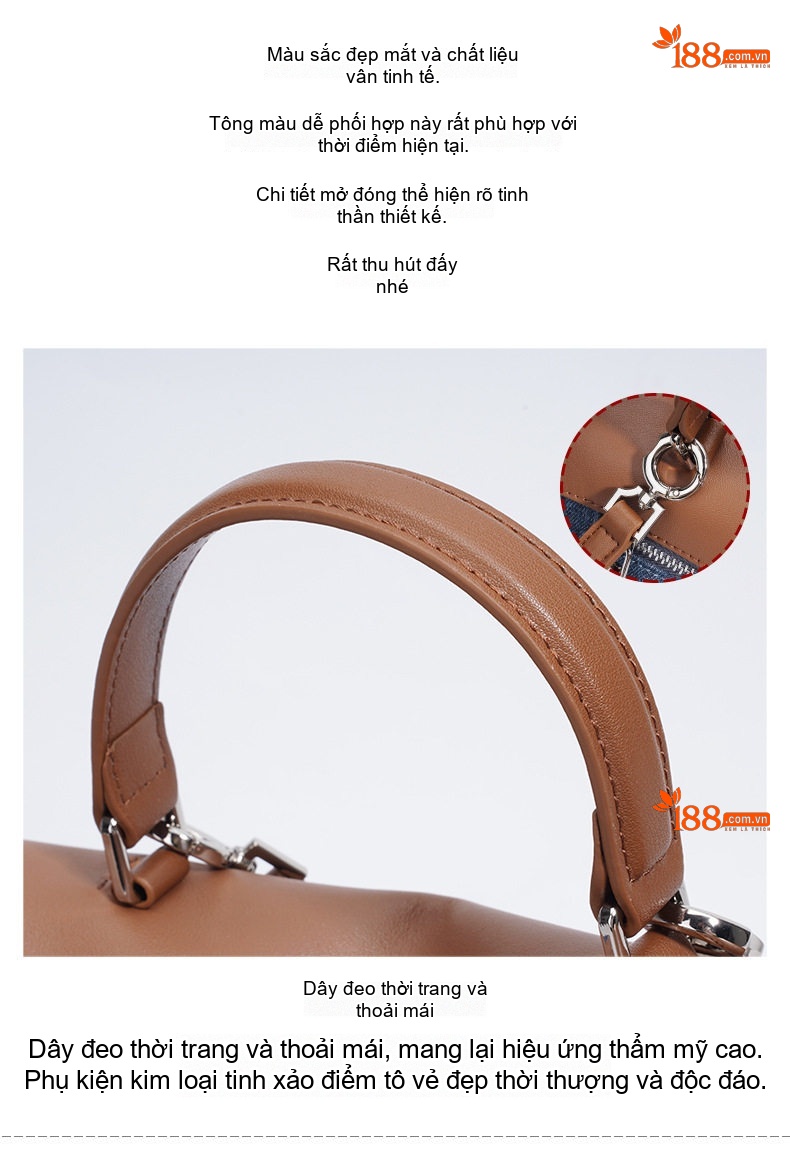 Túi Đeo Vai/Đeo Chéo/Xách Tay/Đeo Sau Lưng Vải Canvas Phong Cách Thời Trang Đựng Được Nhiều Đồ Màu Xanh Dương, Nâu chi tiết 8