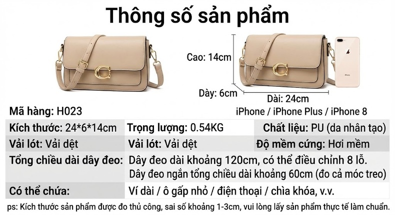 Túi Đeo Vai/Kẹp Nách Nữ Da Bóng Dây Xích Sức Chứa Lớn Phong Cách Đơn Giản Màu Kem, Đen, Trắng chi tiết 3