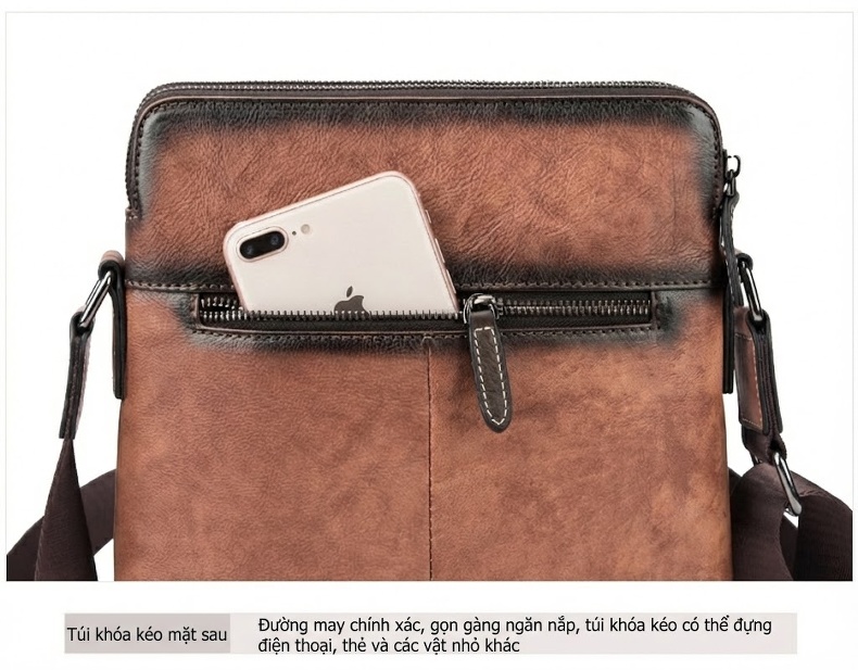 Túi Đeo Vai Nam Da Bò Dáng Đứng Túi Đựng Ipad Màu Nâu, Xanh Dương chi tiết 21