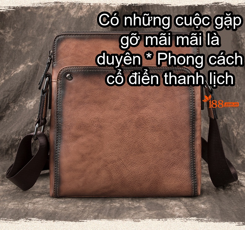 Túi Đeo Vai Nam Da Bò Dáng Đứng Túi Đựng Ipad Màu Nâu, Xanh Dương chi tiết 1