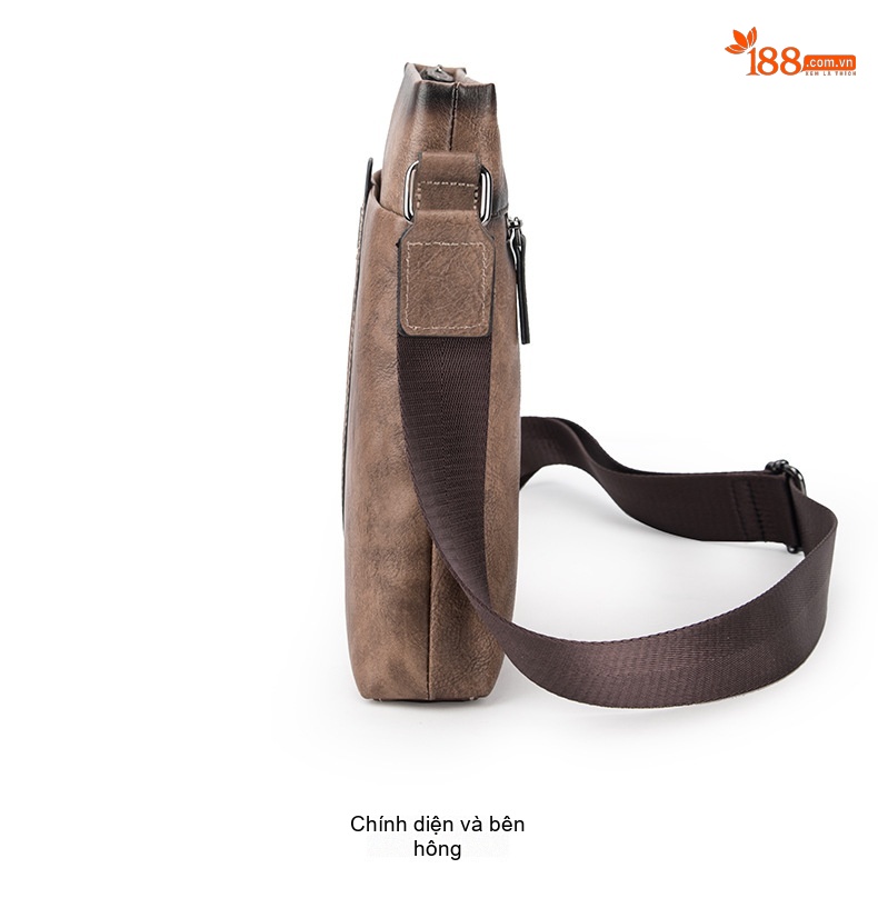 Túi Đeo Vai Nam Da Bò Dáng Messenger Vintage Công Sở Màu Nâu, Xanh Dương chi tiết 8