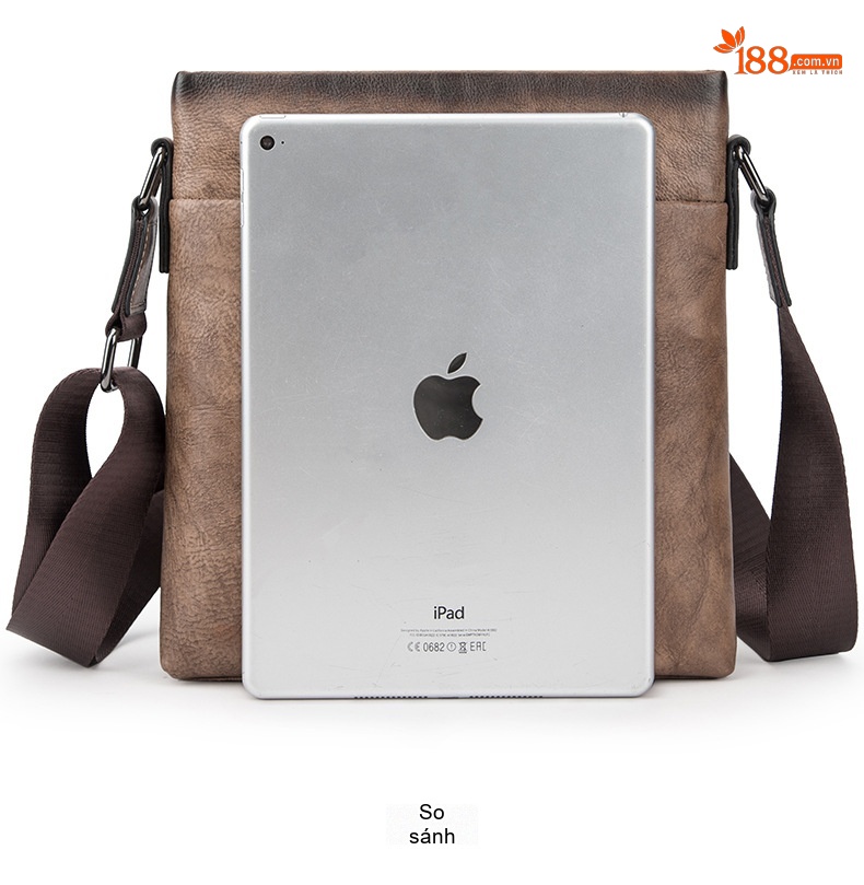 Túi Đeo Vai Nam Da Bò Dáng Messenger Vintage Công Sở Màu Nâu, Xanh Dương chi tiết 11