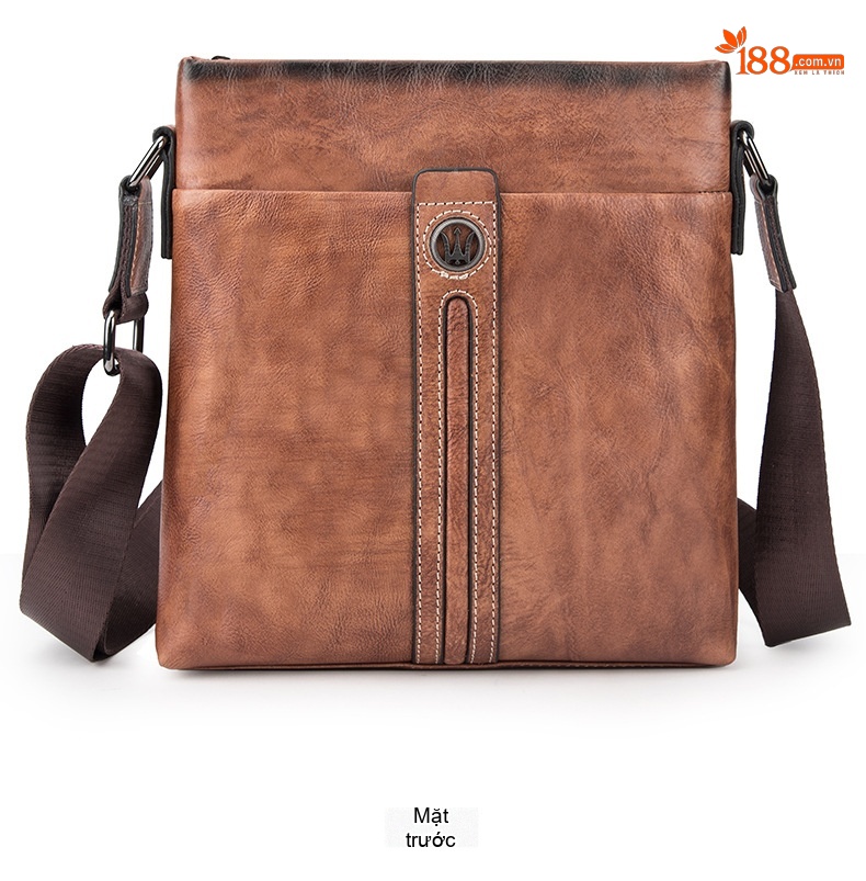 Túi Đeo Vai Nam Da Bò Dáng Messenger Vintage Công Sở Màu Nâu, Xanh Dương chi tiết 12