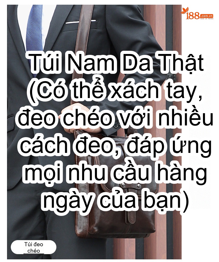 Túi Đeo Vai Nam Da Bò Dáng Vuông Công Sở chi tiết 1