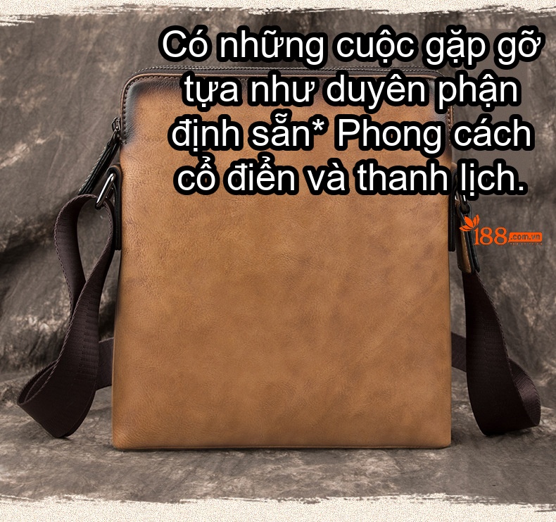 Túi Đeo Vai Nam Da Bò Retro, Túi Đeo Chéo Nam, Túi Xách Da Bò Doanh Nhân, Túi Mềm Màu Nâu chi tiết 1