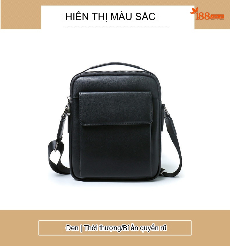 Túi Đeo Vai Nam Da Bò Thời Trang Đơn Giản Màu Đen chi tiết 10