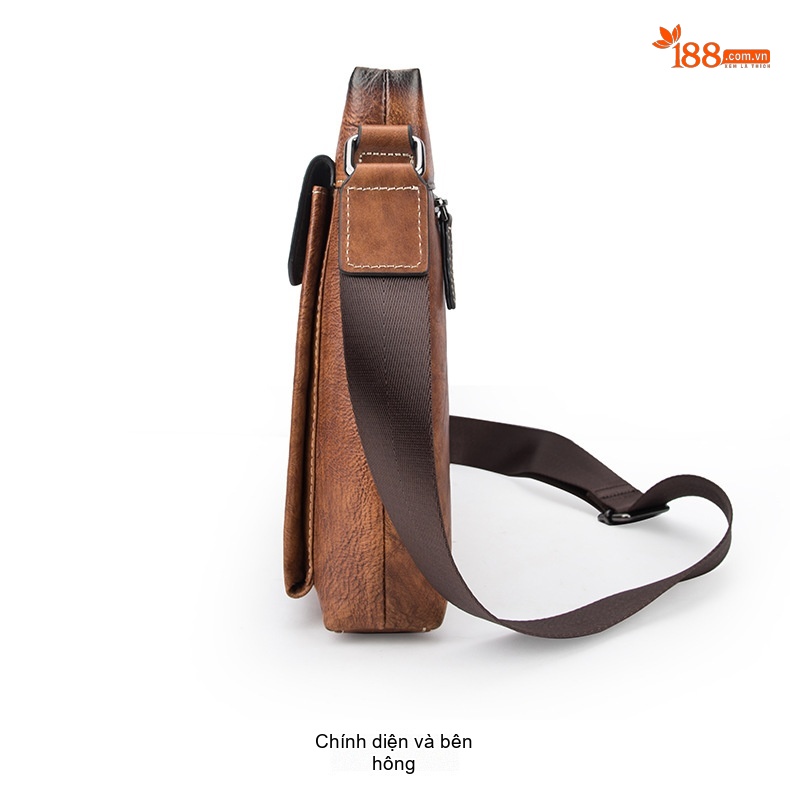 Túi Đeo Vai Nam Da Bò, Túi Đeo Chéo Nam, Túi Messenger Nam Phong Cách Retro Màu Nâu chi tiết 10