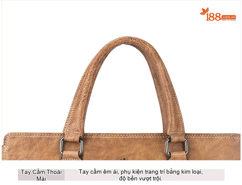 Túi Đeo Vai Nam Da Bò Túi Xách Tay Công Sở Da Thật Màu Nâu, Nâu Đậm chi tiết 19