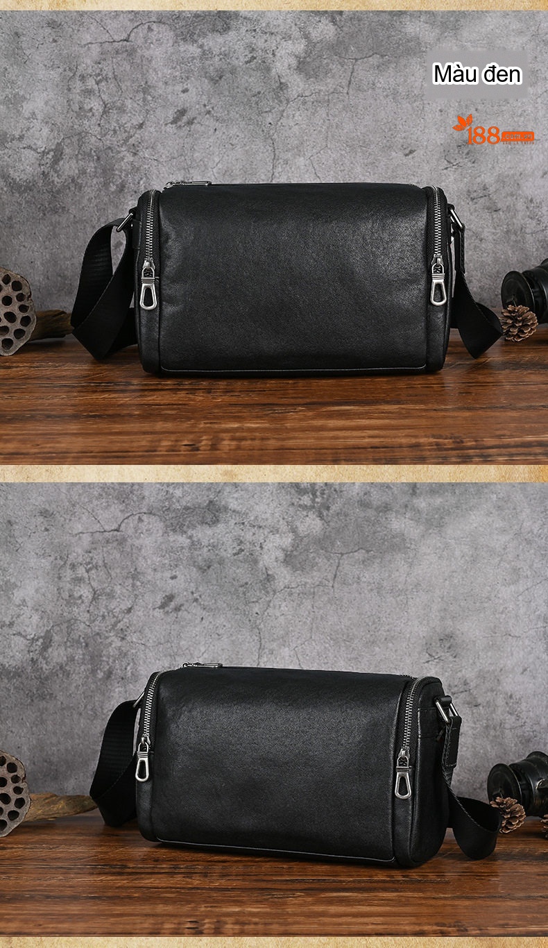 Túi Đeo Vai Nam Da Bò Vintage Kiểu Dáng Messenger Đeo Chéo Thường Ngày Màu Đen, Nâu chi tiết 20