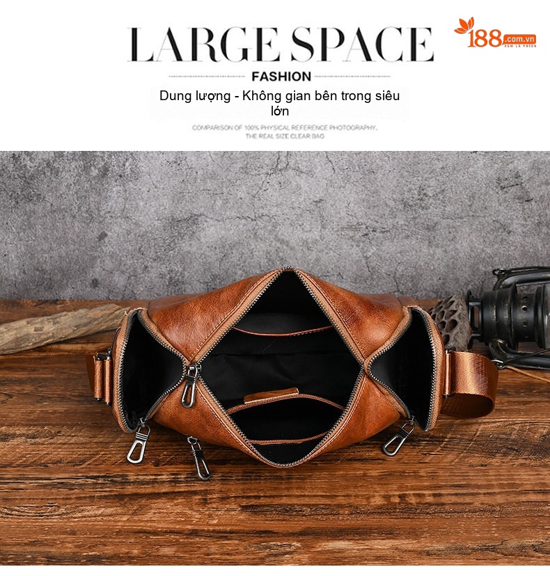 Túi Đeo Vai Nam Da Bò Vintage Kiểu Dáng Messenger Đeo Chéo Thường Ngày Màu Đen, Nâu chi tiết 23