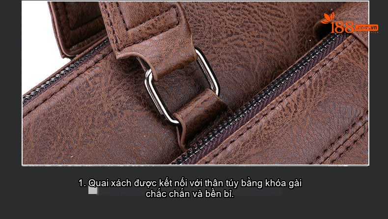 Túi Đeo Vai Nam Da Bóng Đựng Laptop, Túi Xách Công Sở, Túi Xách Tay Màu Đen, Nâu chi tiết 43