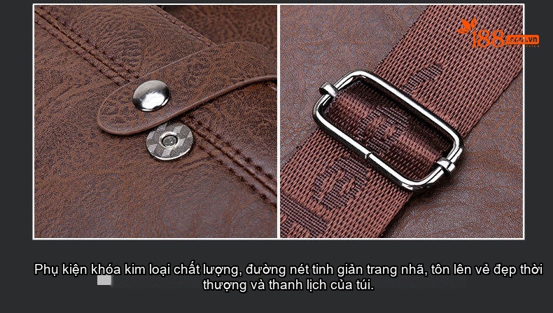 Túi Đeo Vai Nam Da Bóng Đựng Laptop, Túi Xách Công Sở, Túi Xách Tay Màu Đen, Nâu chi tiết 44