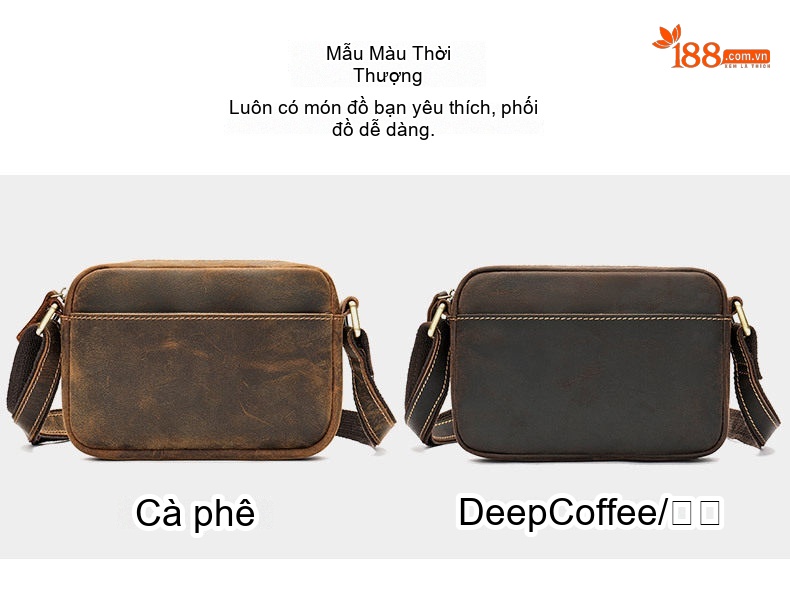 Túi Đeo Vai Nam Da Mờ Phong Cách Retro, Túi Đeo Chéo Nam Dung Tích Lớn Màu Nâu chi tiết 2