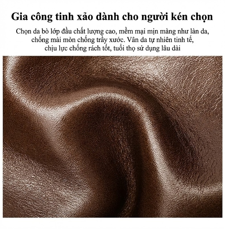 Túi Đeo Vai Nam Da Thật Crazy Horse Phong Cách Retro Âu Mỹ, Túi Xách Tay Công Sở Lớn Màu Nâu chi tiết 7