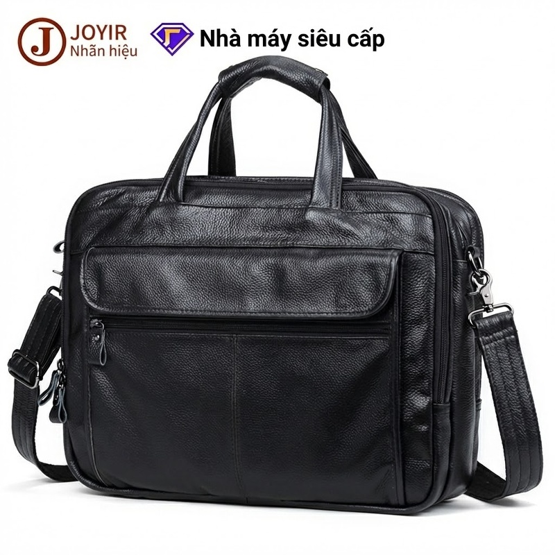 Túi Đeo Vai Nam Da Thật Dáng Cặp Công Sở Đựng Laptop Màu Nâu chi tiết 6