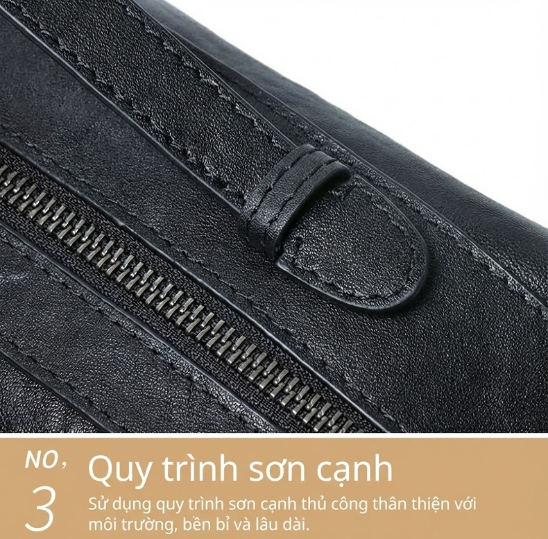 Túi Đeo Vai Nam Da Thật Đeo Chéo Da Mềm Thời Trang Đơn Giản Dung Tích Lớn Màu Đen chi tiết 17