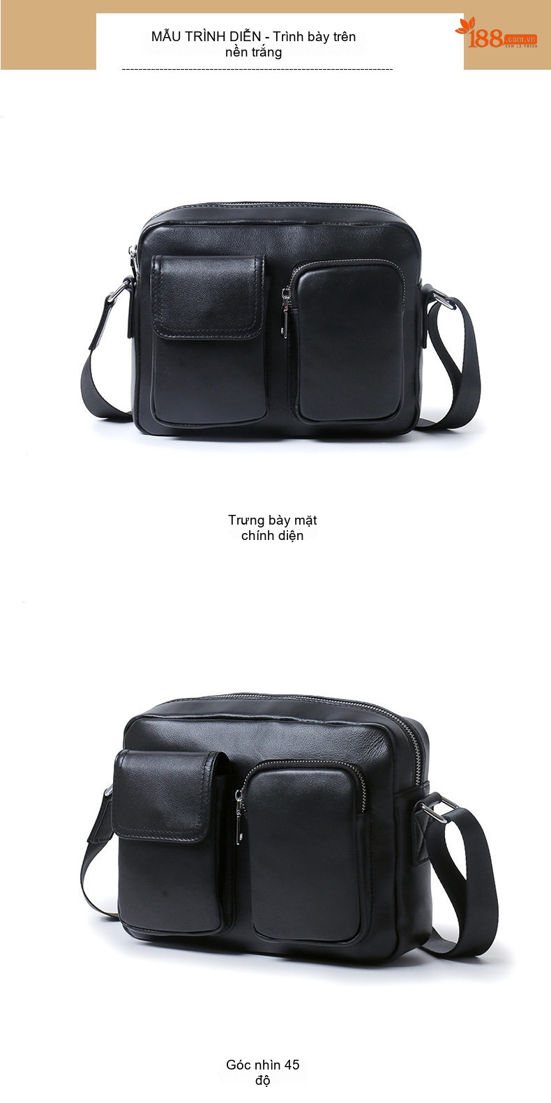 Túi Đeo Vai Nam Da Thật Đựng Vừa Laptop Phong Cách Đô Thị Màu Đen chi tiết 6