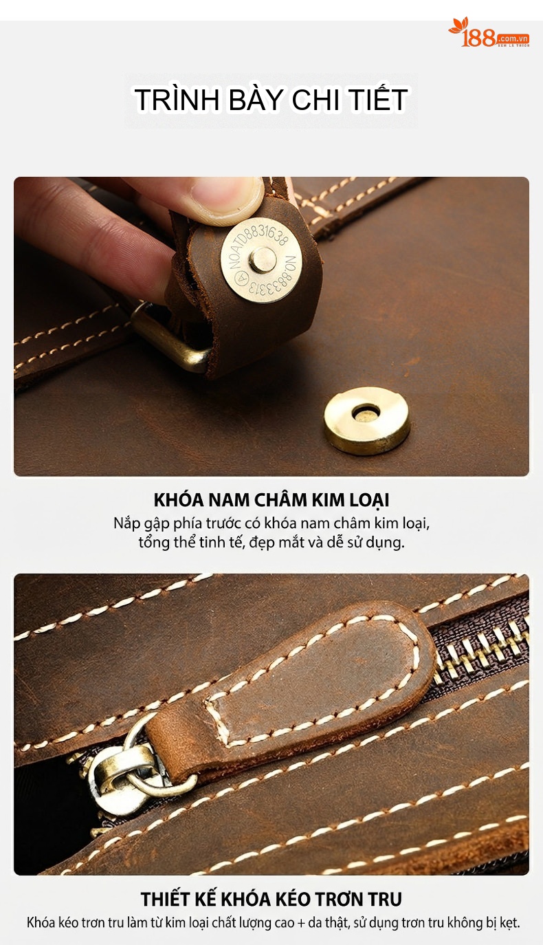 Túi Đeo Vai Nam Da Thật Phong Cách Thời Trang chi tiết 13