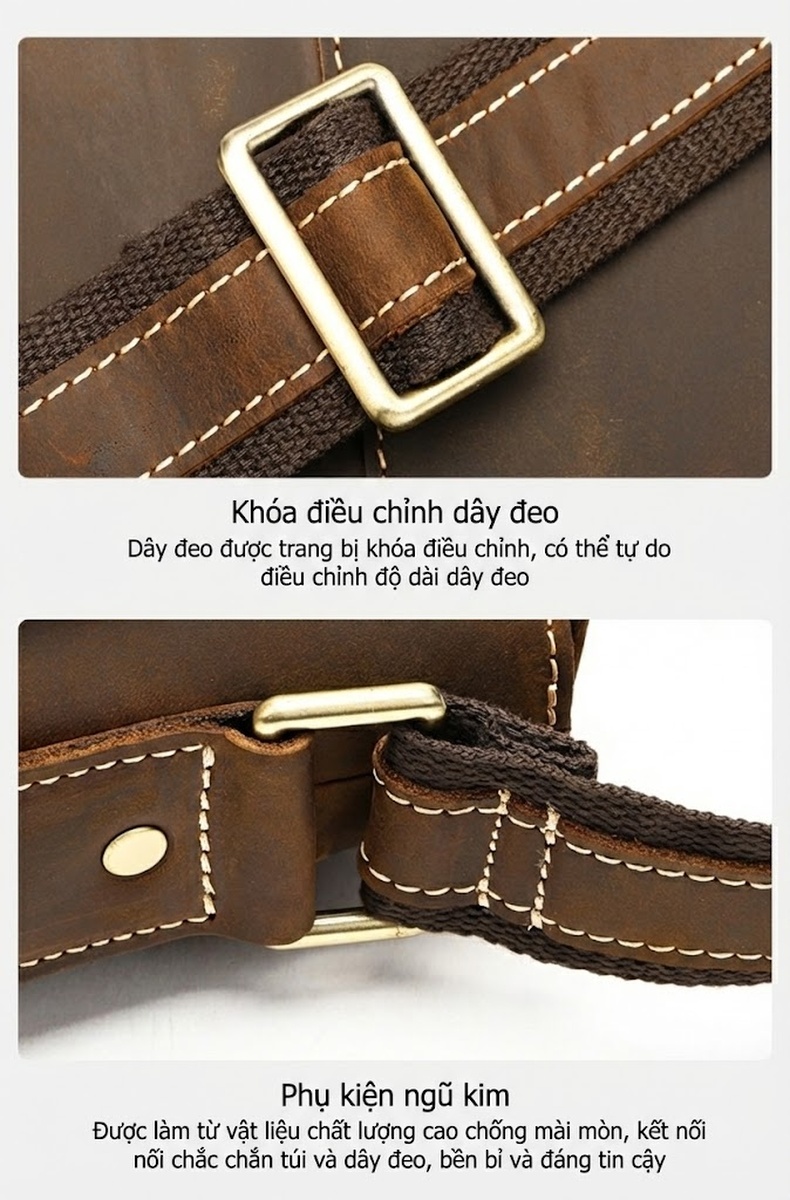 Túi Đeo Vai Nam Da Thật Phong Cách Thời Trang chi tiết 14