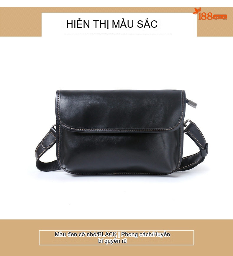 Túi Đeo Vai Nam Da Thật Túi Đeo Chéo Thời Trang Màu Đen chi tiết 10