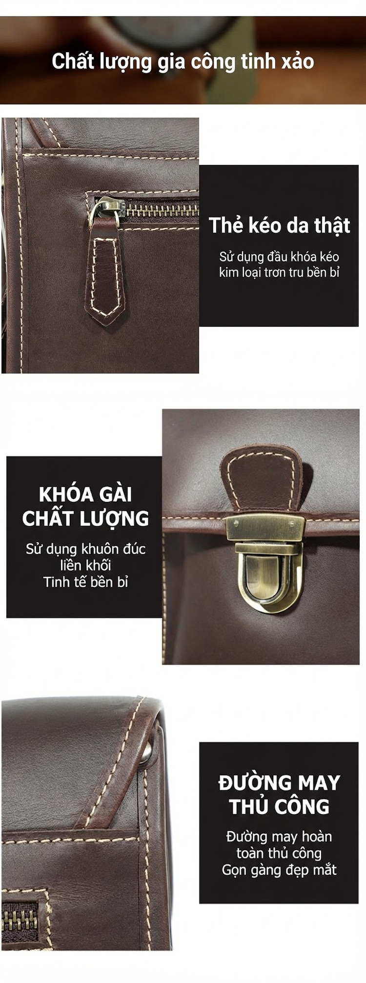 Túi đeo chéo nam da thật vintage phong cách Hàn Quốc đựng iPad mini chi tiết 7