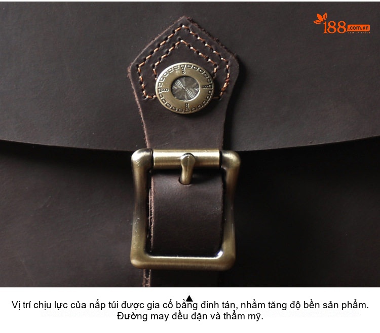 Túi Đeo Vai Nam Nữ Da Bò Đeo Chéo Phong Cách Cổ Điển Màu Nâu chi tiết 13