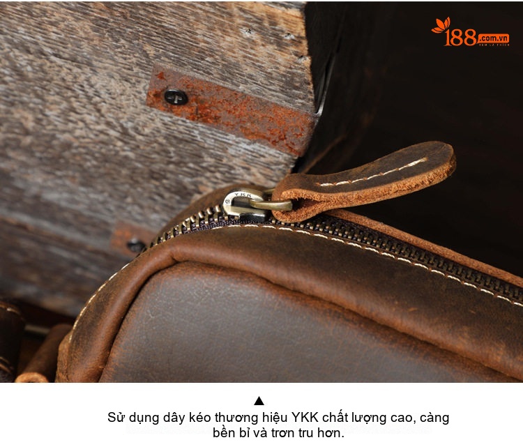 Túi Đeo Vai Nam Nữ Da Bò Thủ Công Mini Đựng Điện Thoại Màu Nâu chi tiết 15