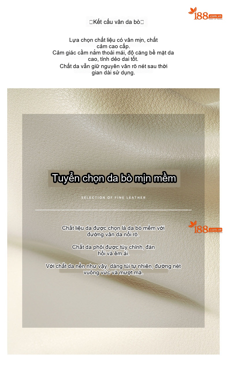 Túi Đeo Vai Nữ Da Bò Công Sở Tote Da Bò Lớn Phong Cách Thanh Lịch Màu Trắng Kem chi tiết 5