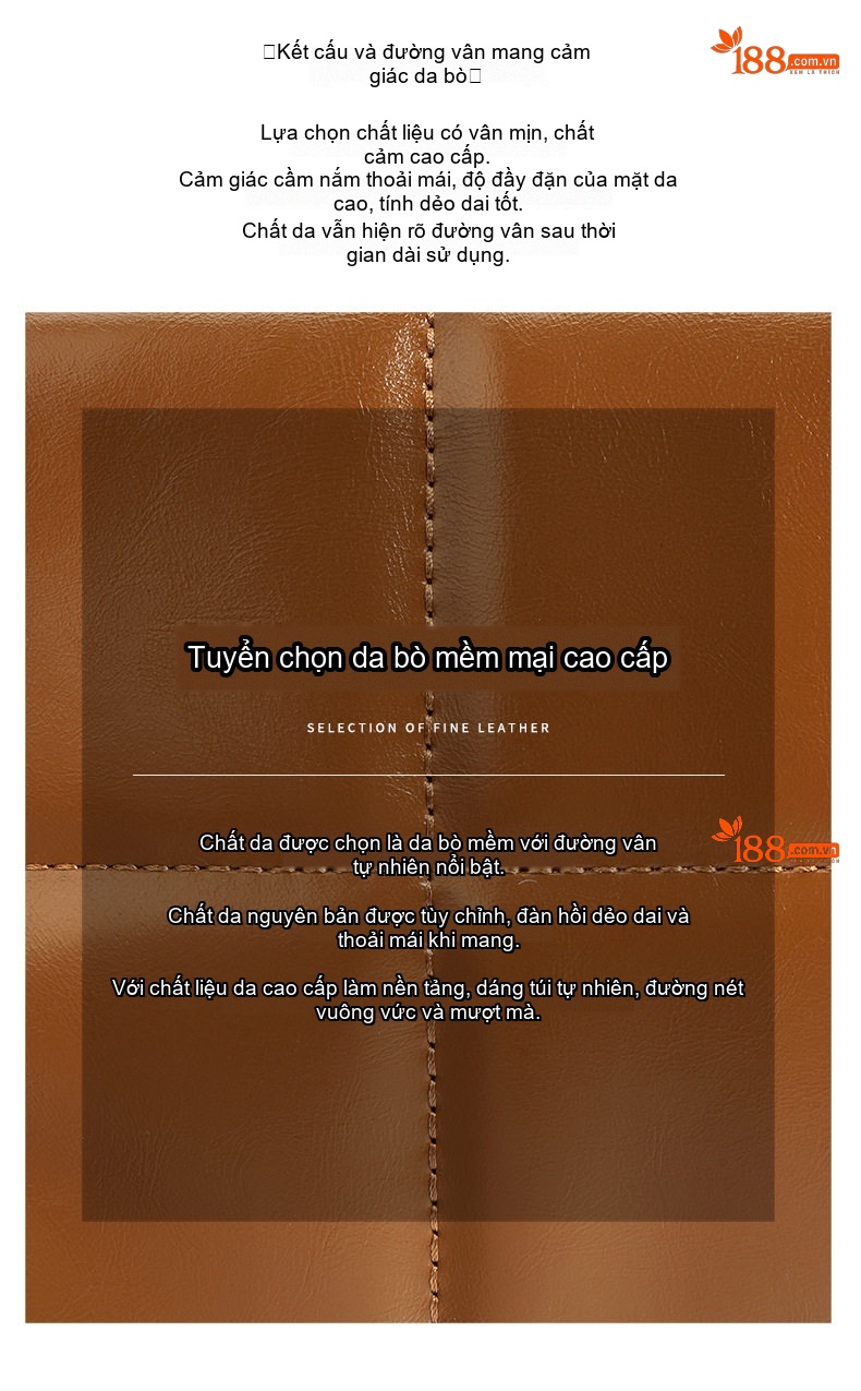 Túi Đeo Vai Nữ Da Bò Dáng Hộp Chần Ô Khóa Cài Phong Cách Tiểu Thư Màu Kem, Nâu chi tiết 6
