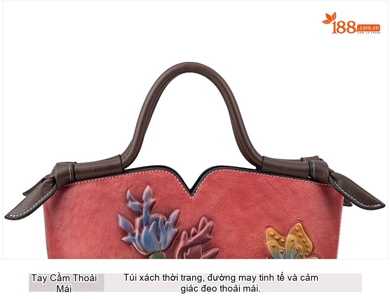 Túi Đeo Vai Nữ Da Bò Dáng Hộp Chữ Nhật Vintage Dung Tích Lớn Màu Đỏ, Xanh Lá, Nâu chi tiết 22