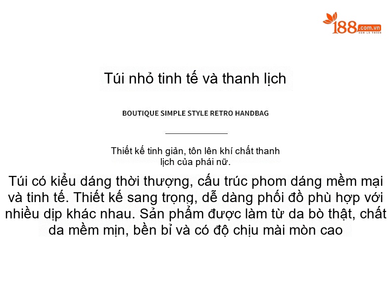 Túi Đeo Vai Nữ Da Bò Dáng Túi Thùng Nhỏ Dây Xích Màu Nâu, Trắng chi tiết 2