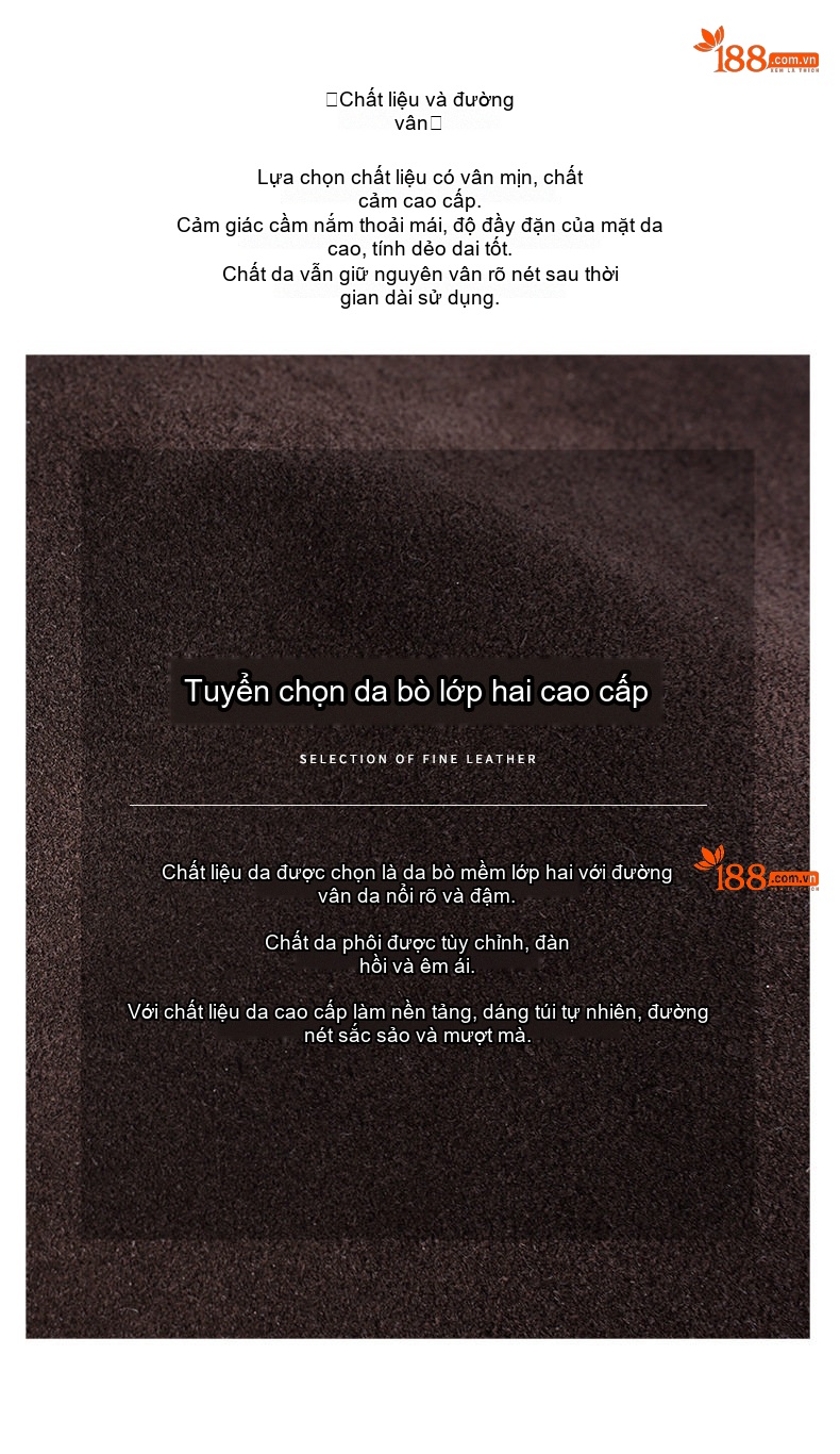 Túi Đeo Vai Nữ Da Bò Đeo Chéo Đựng Vừa A4 Da Mờ Màu Nâu chi tiết 11