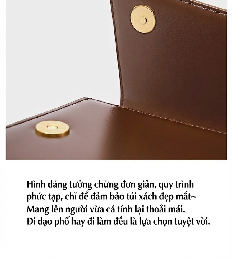 Túi Đeo Vai Nữ Da Bò Đeo Chéo Phong Cách Pháp Màu Nâu, Đỏ chi tiết 25