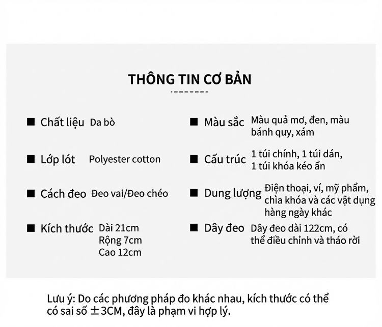 Túi Đeo Vai Nữ Da Bò Đựng Điện Thoại Thời Trang Màu Nâu chi tiết 9