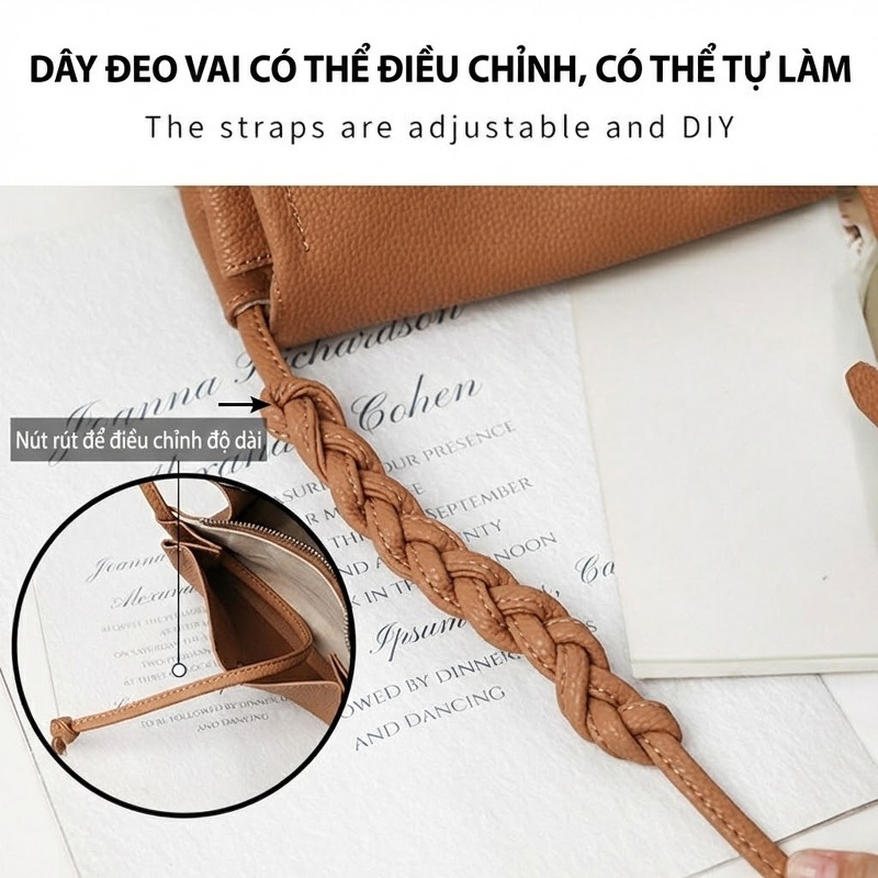 Túi Đeo Vai Nữ Da Bò Đựng Điện Thoại Thời Trang Màu Nâu