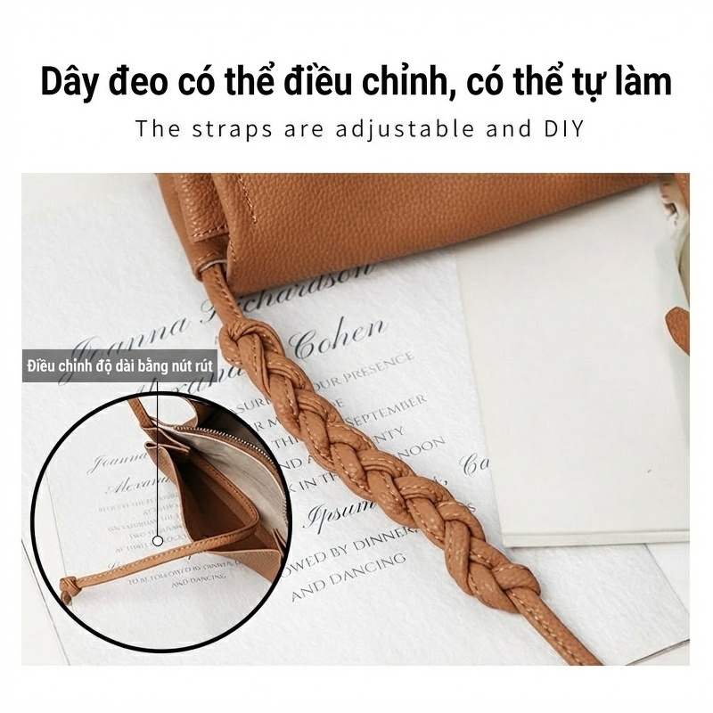 Túi Đeo Vai Nữ Da Bò Đựng Điện Thoại Thời Trang Màu Nâu chi tiết 1