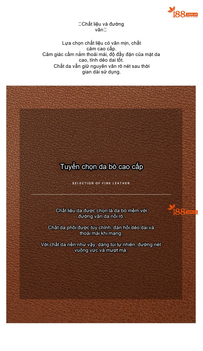 Túi Đeo Vai Nữ Da Bò Hai Lớp Sức Chứa Lớn Đeo Chéo Đựng Đồ Đi Làm Màu Nâu, Nâu Đậm chi tiết 10