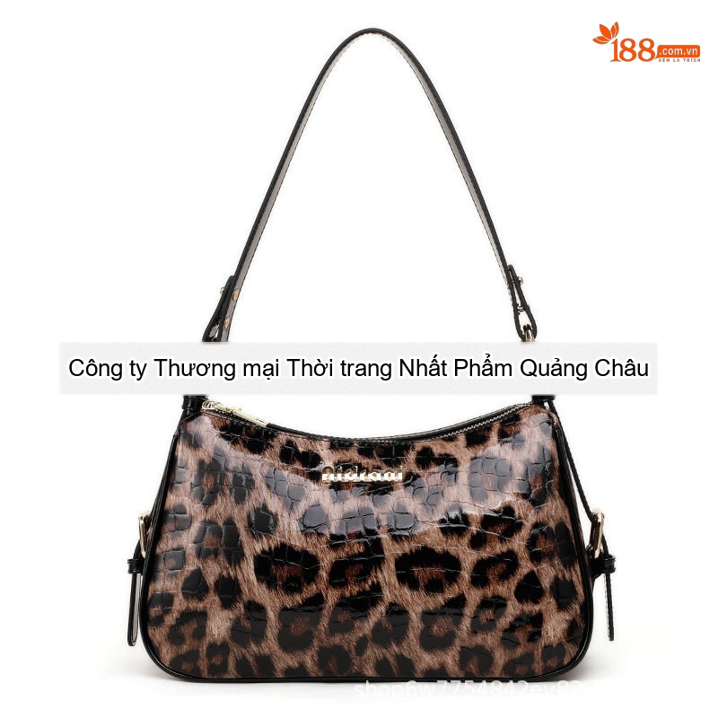 Túi Đeo Vai Nữ Da Bò Họa Tiết Da Báo Cỡ Lớn Màu Đen, Nâu