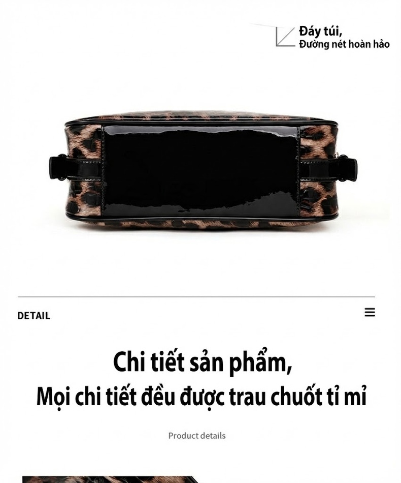 Túi Đeo Vai Nữ Da Bò Họa Tiết Da Báo Cỡ Lớn Màu Đen, Nâu chi tiết 15