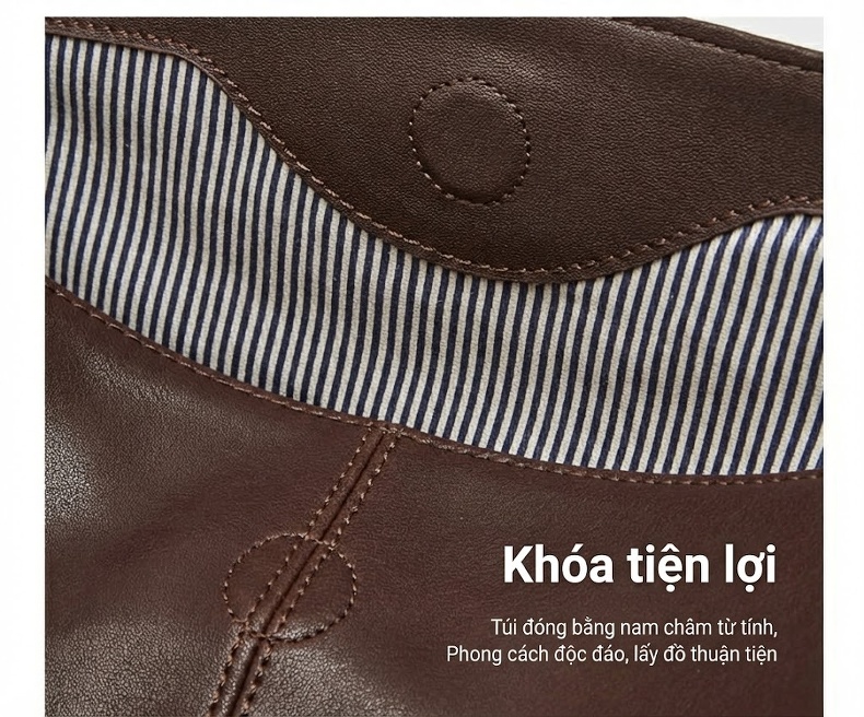 Túi Đeo Vai Nữ Da Bò Hobo Đựng Vừa A4 Công Sở Da Thật Màu Nâu, Đen, Đỏ Rượu... chi tiết 6