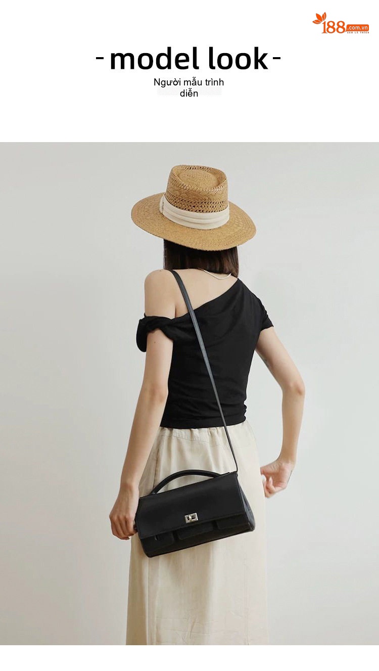 Túi Đeo Vai Nữ Da Bò Khóa Belair Kiểu Dáng Hobo Màu Đen chi tiết 9