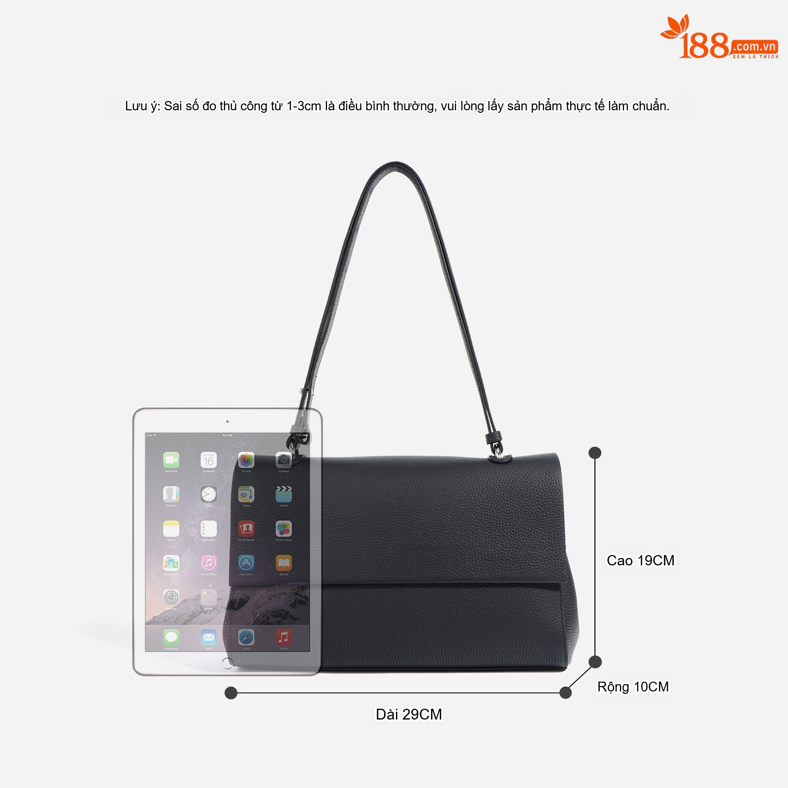 Túi Đeo Vai Nữ Da Bò Litchi Vân Đơn Giản Đựng Vừa A4 Màu Đen, Tím, Kem