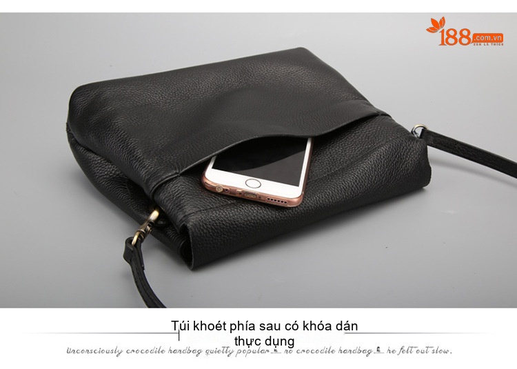 Túi Đeo Vai Nữ Da Bò Mini Nhiều Ngăn Phong Cách Hàn Quốc Màu Đen chi tiết 8