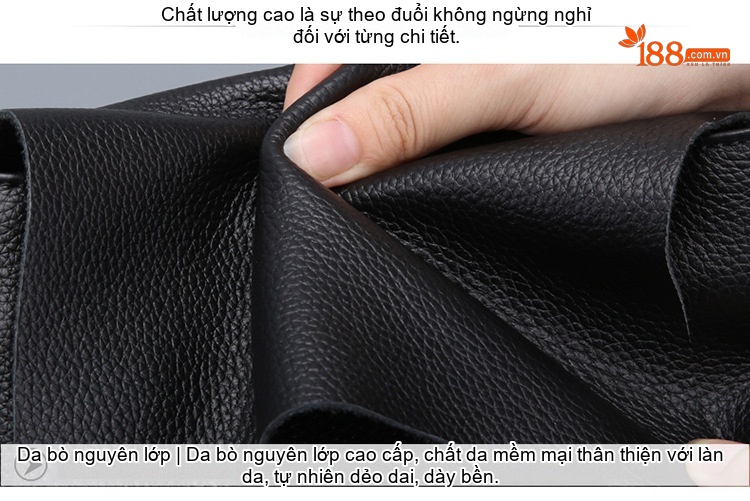 Túi Đeo Vai Nữ Da Bò Mini Nhiều Ngăn Phong Cách Hàn Quốc Màu Đen chi tiết 11