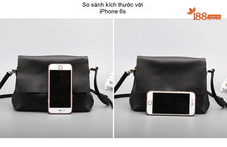 Túi Đeo Vai Nữ Da Bò Mini Nhiều Ngăn Phong Cách Hàn Quốc Màu Đen chi tiết 12