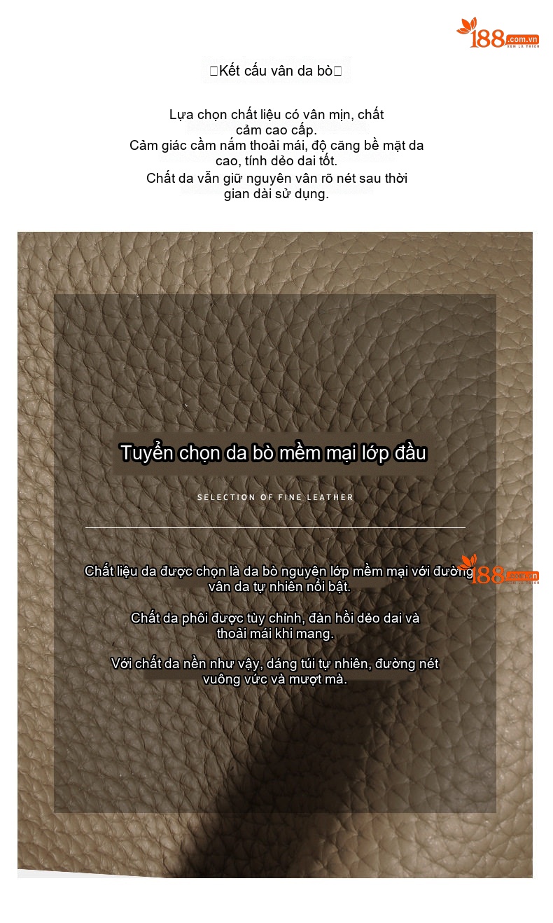 Túi Đeo Vai Nữ Da Bò Một Ngăn Kiểu Dáng Đơn Giản Màu Nâu, Xám, Đen chi tiết 10