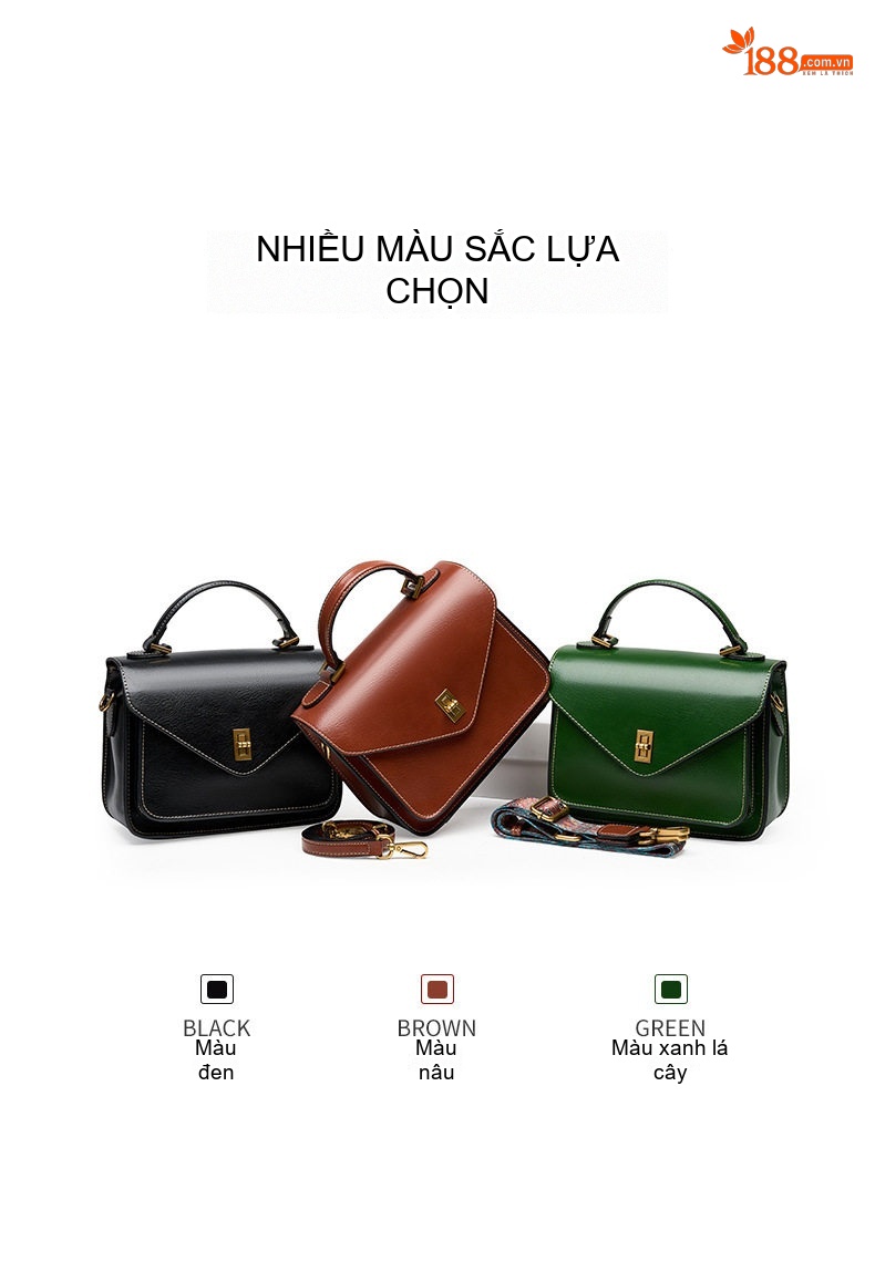 Túi Đeo Vai Nữ Da Bò Plant Veg Tanned Thiết Kế Cao Cấp Tối Giản Phong Cách Thời Trang Màu Nâu, Xanh Lá chi tiết 2