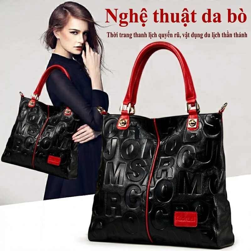 Túi Đeo Vai Nữ Da Bò Retro Vintage Dáng Đứng Thời Trang Âu Mỹ Màu Nâu chi tiết 4