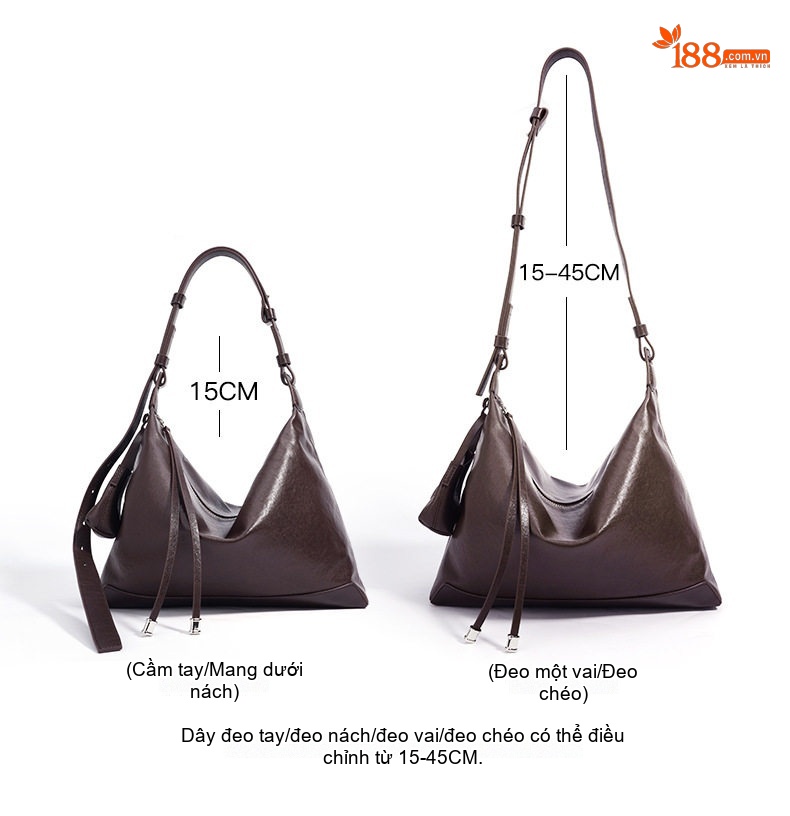 Túi Đeo Vai Nữ Da Bò Tầng 1 Thiết Kế Nhỏ Gọn, Sức Chứa Lớn Phong Cách Thời Trang Công Sở Cao Cấp Màu Nâu chi tiết 9