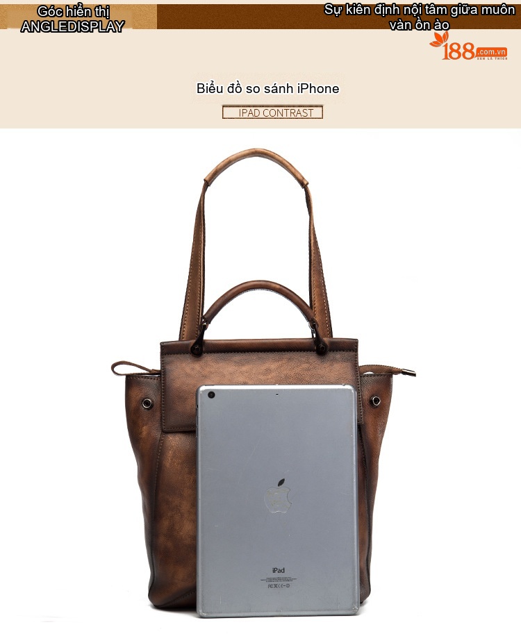 Túi Đeo Vai Nữ Da Bò Thật Thủ Công Vintage Đa Năng Màu Nâu, Xanh Lá, Đen, Đỏ... chi tiết 5